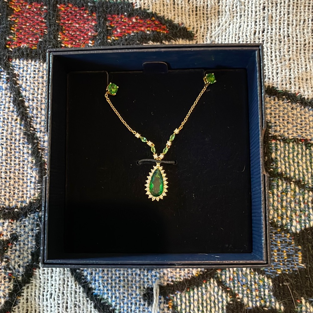 Stauer Elegant Green Helenite Necklace & Earrings